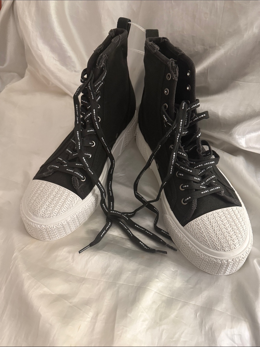 Marc Jacobs Black & White High-Top Canvas Platform Sneakers